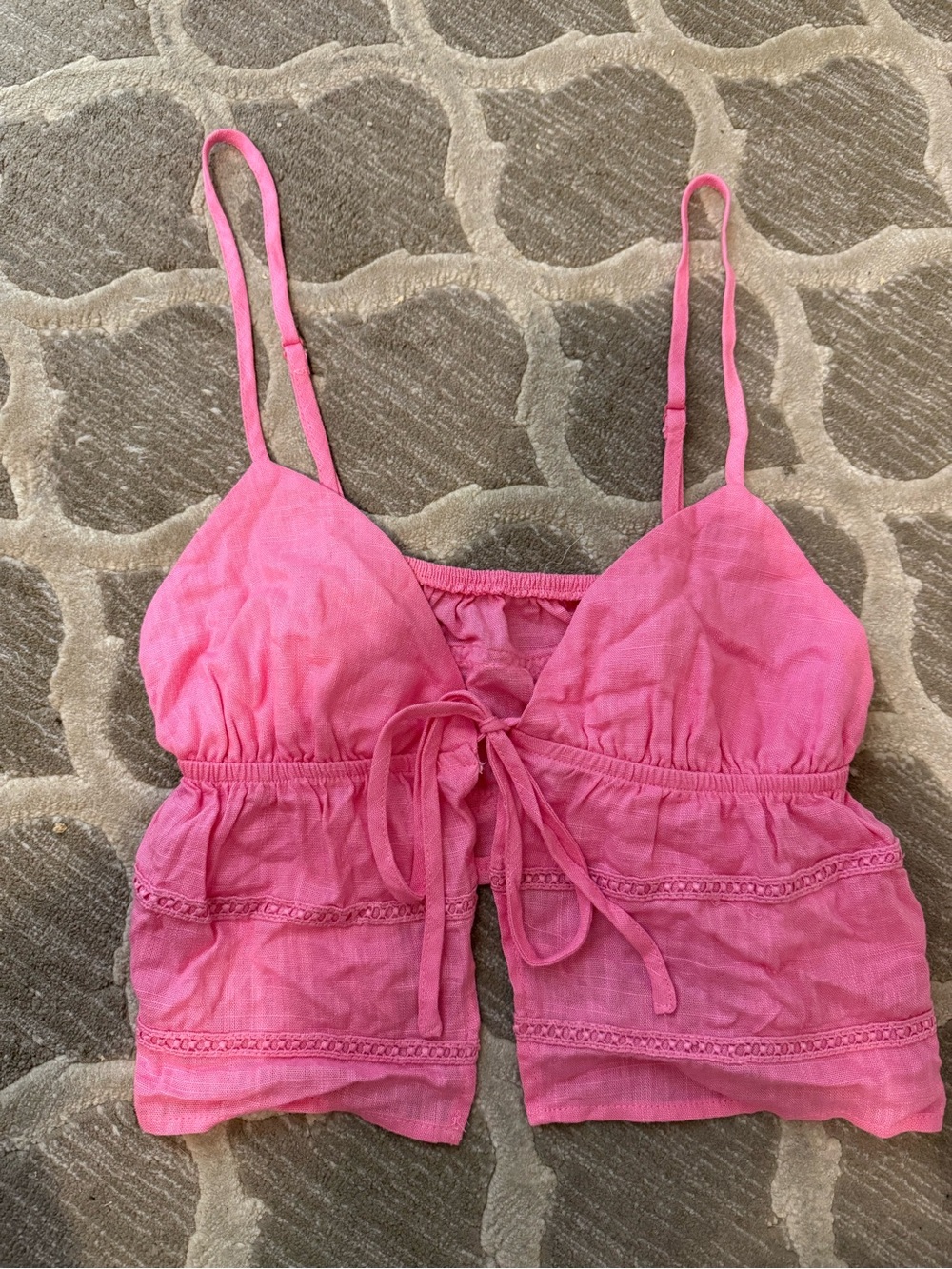 Pink Tie-Front Camisole Tank Top